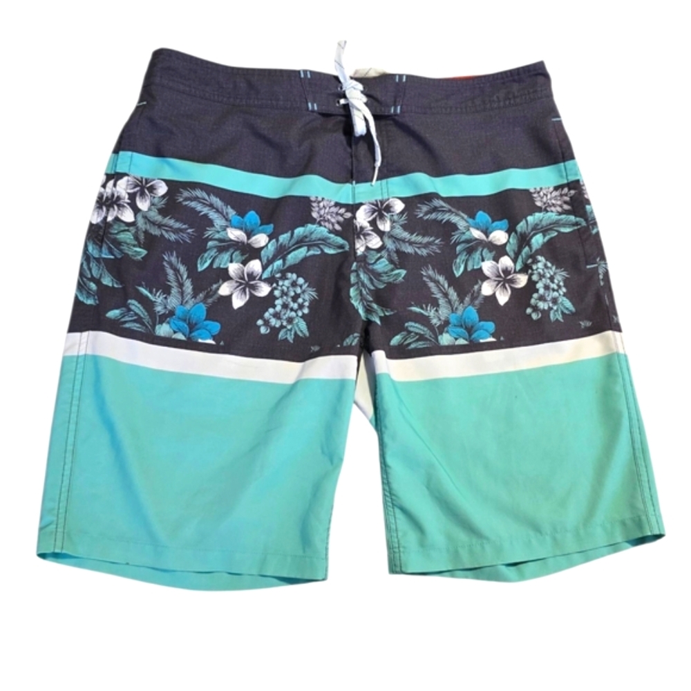 Goodfellow & Co Black and Green Board Shorts Swimwear